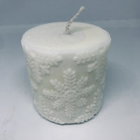 Christmas Candle Pillar Snow Flake Unscented - Hikari Candles 