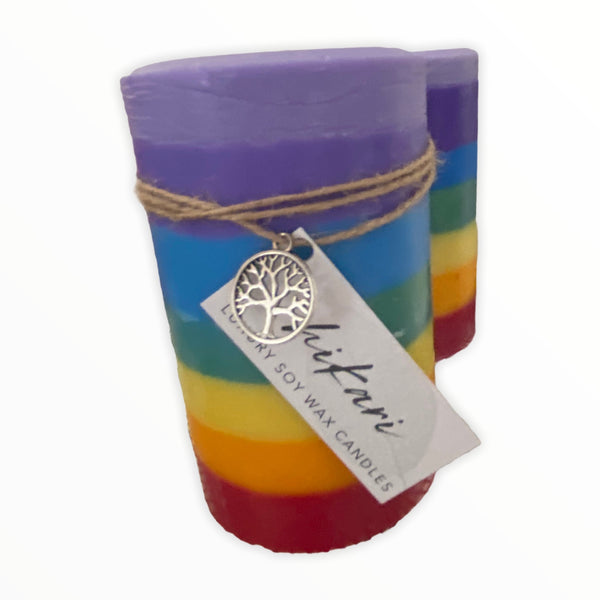 Chakra Candle Colourful Pillar - Hikari Candles 